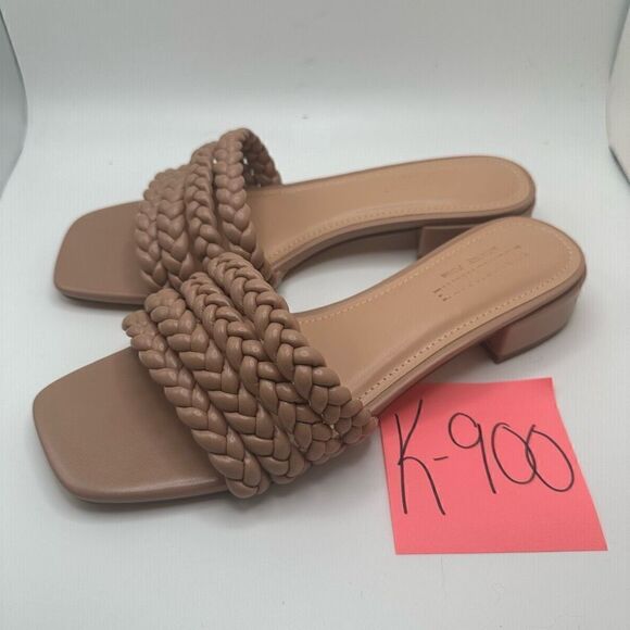 CUSHIONAIRE Women's braided low block heel sandal +Memory Foam 7.5 NUDE - Picture 3 of 7